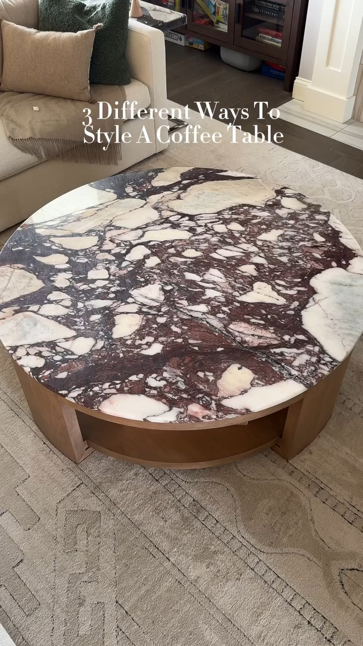 Coffee table styling!! So many ways to style a coffee table-our absolute favorite is using books! They can be used to add height and dimension to your coffee table and help place all your favorite decorative pieces! Which is your favorite?✨Save for Inspo🔗Click the link in our bio to shop decor details! #coffeetablestyling #interiordesigntips #coffeetabledecor