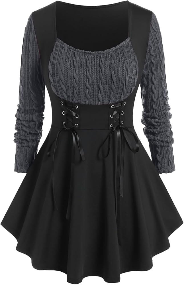 ROSE GAL Womens Plus Size Tunic Tops Fall Casual Long Sleeve T-Shirt Goth Shirt V Neck Loose Blou... | Amazon (US)