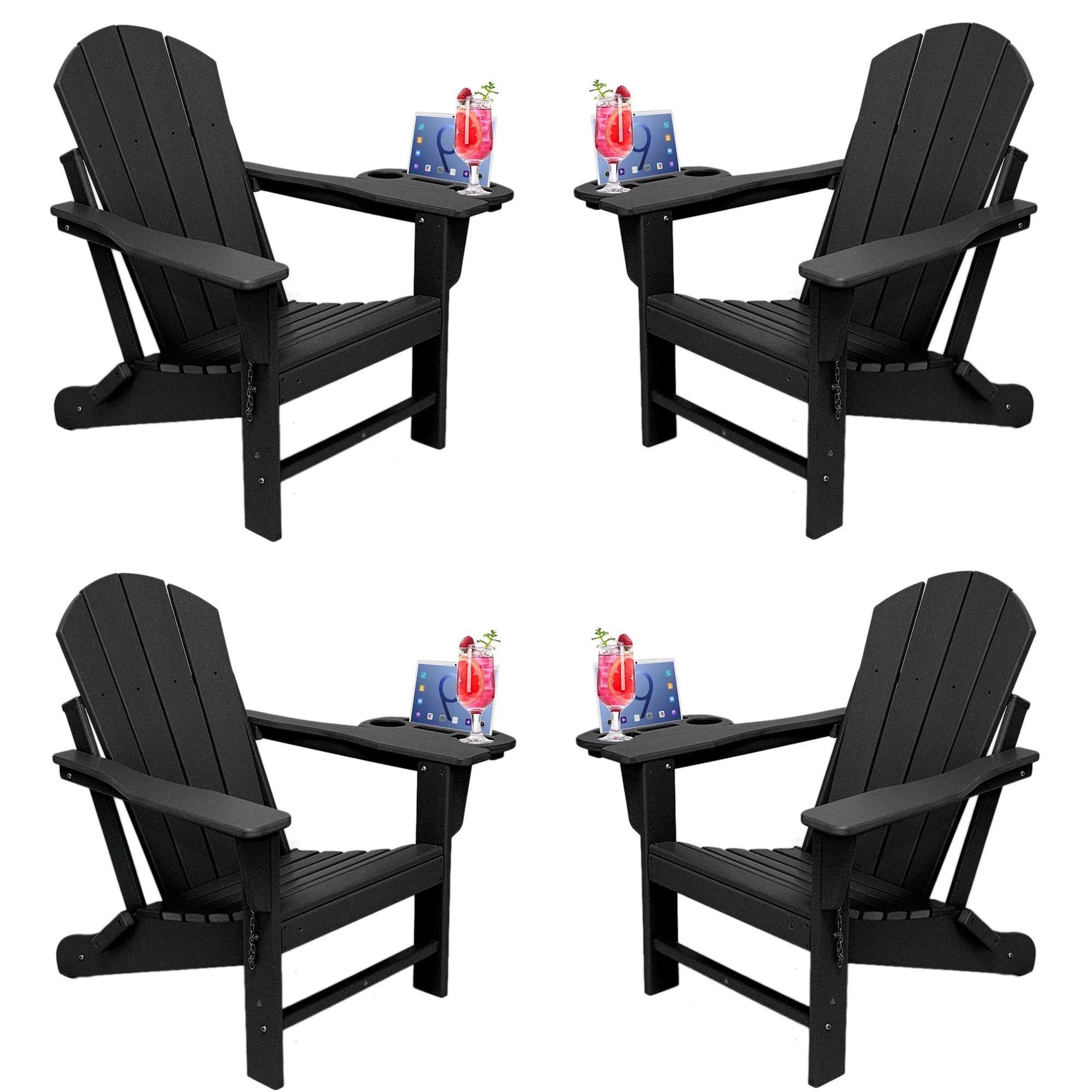 (Set of 4) Folding Plastic Adirondack Chair with 4 in 1 Cup Holder Plastic Adirondack Chairs Weat... | Walmart (US)