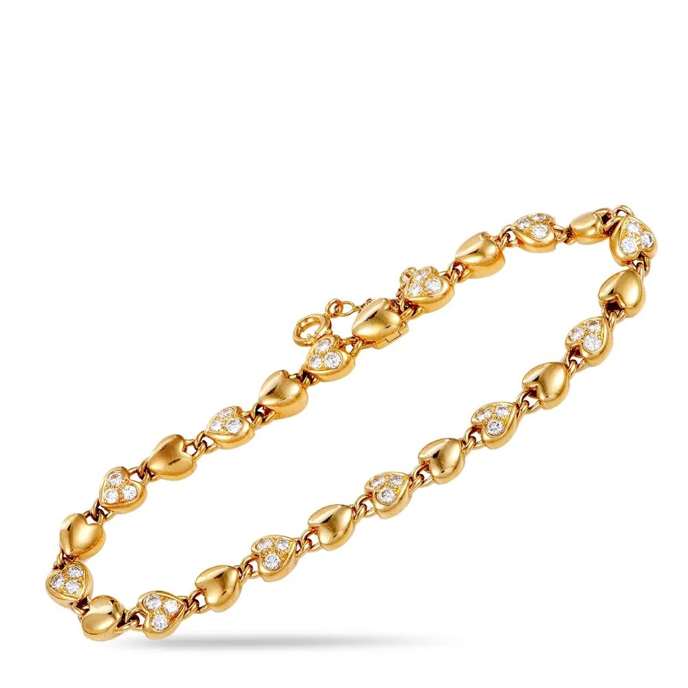 Cartier Yellow Gold Diamond Heart Link Bracelet | Bed Bath & Beyond