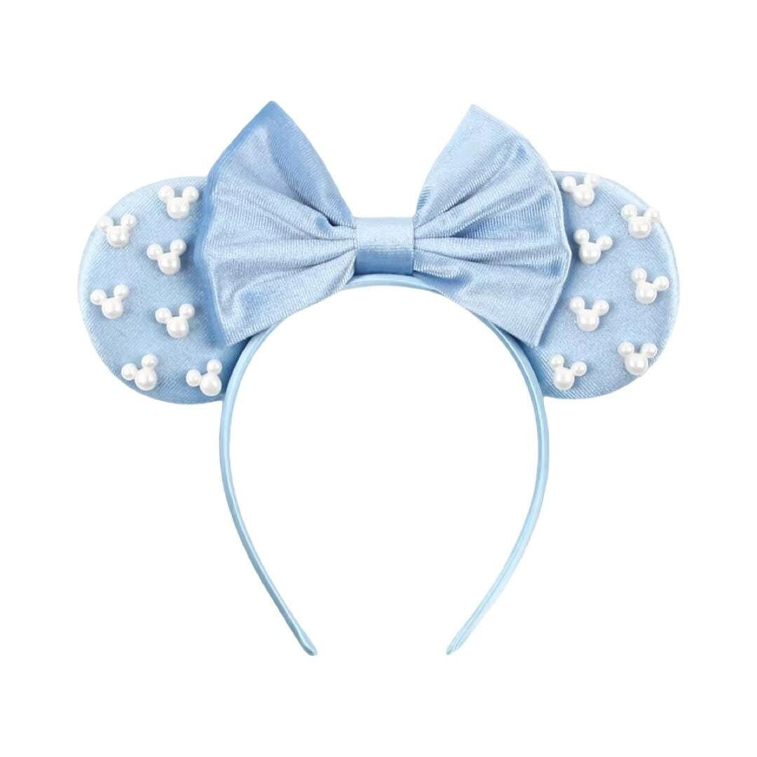 Mickey Pearl Ears, Blue Minnie Mouse Ears, Velvet Mickey Ears, Blue Ears, Mouse Ears, Princess He... | Etsy (US)