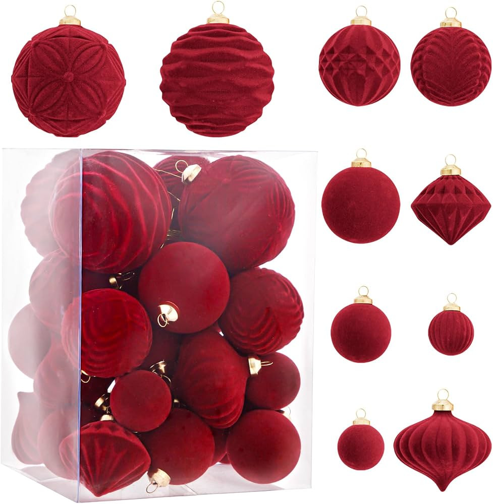 WDF 35PCS Red Christmas Balls Ornaments - Shatterproof Christmas Ornaments Set, Christmas Tree Or... | Amazon (US)