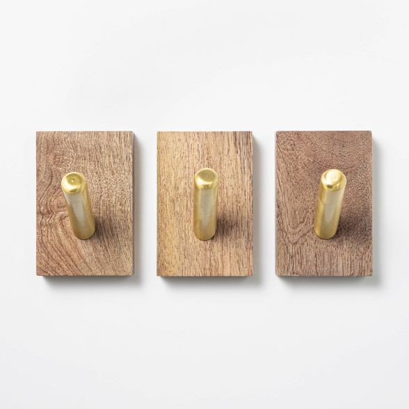 4" Set of 3 Brass Hooks Gold - Threshold™ designe… | Target