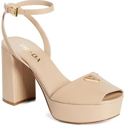 Prada Logo Platform Sandal in Sabbia at Nordstrom, Size 8Us | Nordstrom
