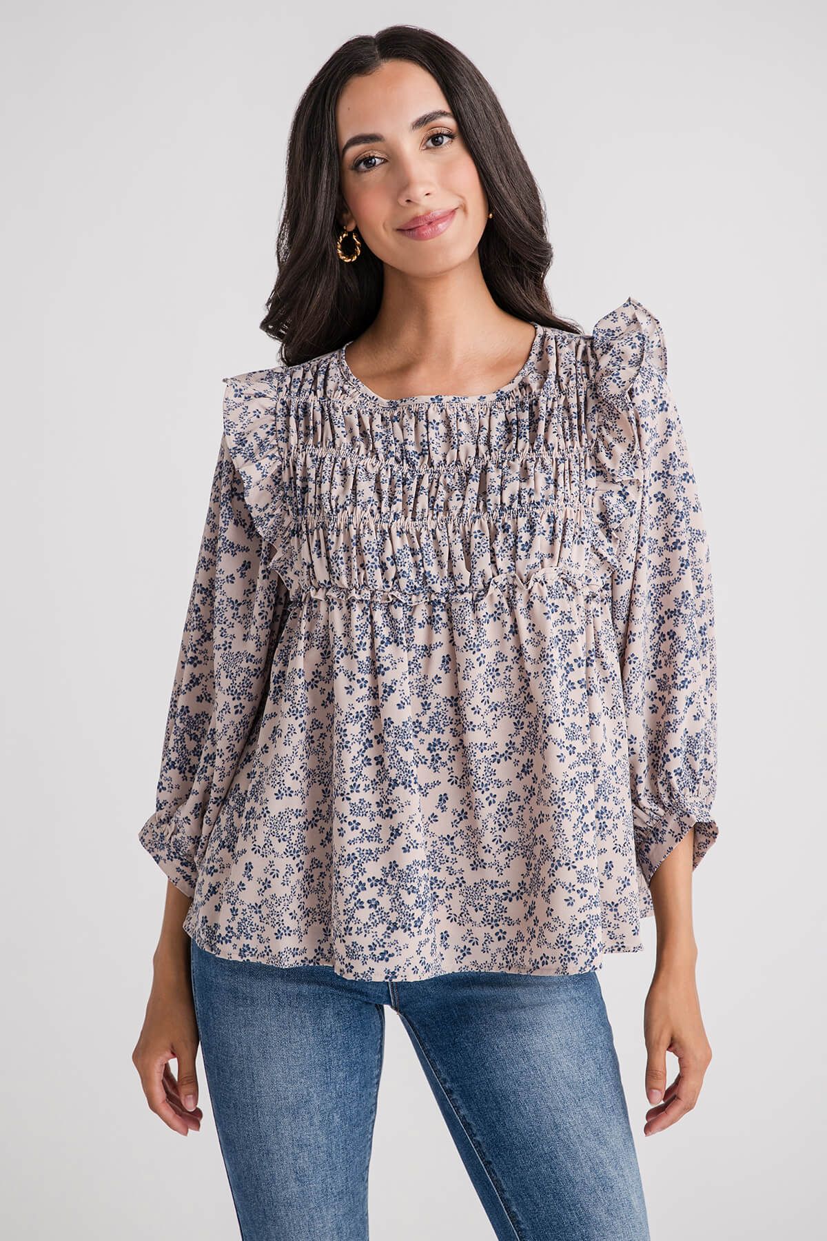 &amp;Merci Floral Ruffle Blouse | Social Threads