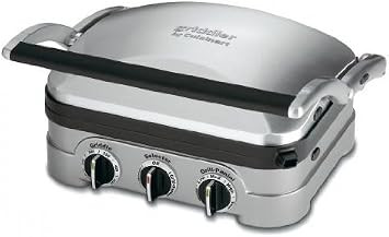Cuisinart 5 In 1 Griddler with Panini Press, Full Grill and Half Grill/ Griddle Options, Includes Dishwasher Safe Removable Cooking Plates and Red/Green Indicator Lights | Amazon (US)