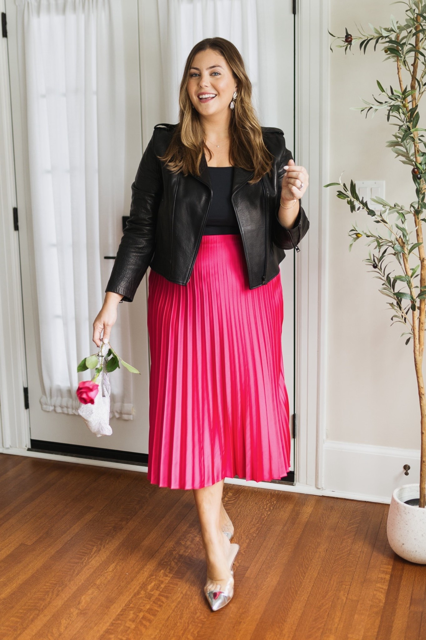 Valentine’s Day date night outfit inspo. Wearing size XL in jacket & tank. Sharing similar style skirts. 

#LTKSeasonal #LTKootd #LTKMidsize