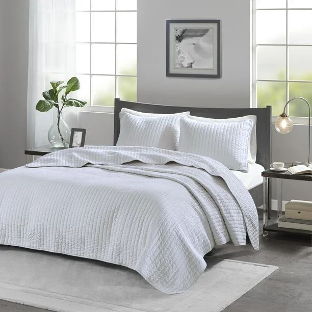 Home Essence Mitchell Reversible Coverlet Set, White, Full/Queen | Walmart (US)