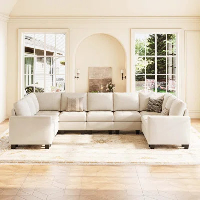 Shavera 8 - Piece Large U Shaped Corner Sofa Sectional Modular Sofa Living Room Couch Party Room Sofa | Wayfair North America