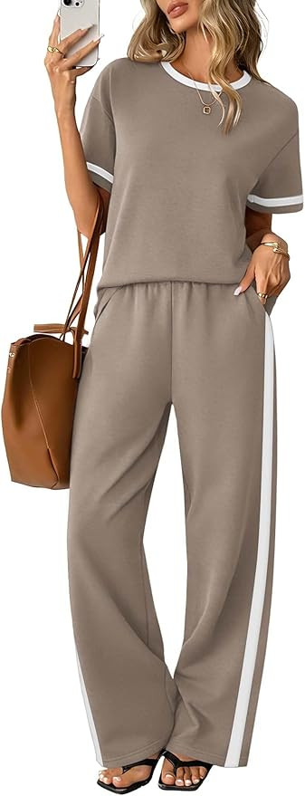 Sampeel 2 Piece Sets for Women Matching Sets Summer Outfits Resort Wear Short Sleeve Lounge Set W... | Amazon (US)