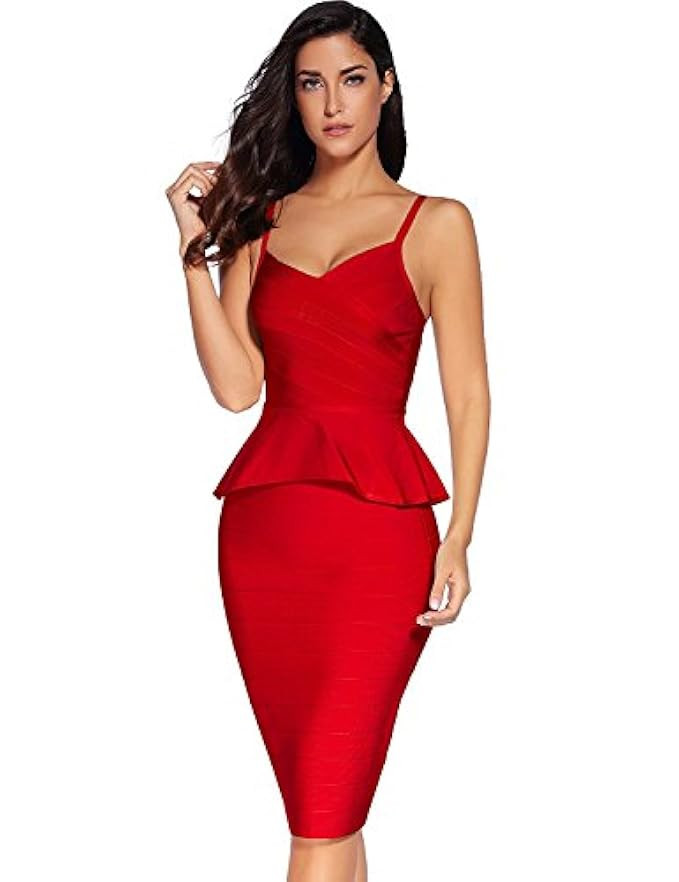Meilun Women Two Piece Dress Celebrity Strap Midi Bodycon Bandage Dress | Amazon (US)