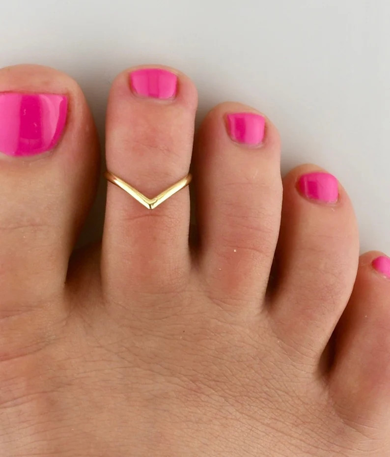 Toe Ring • Chevron Toe Ring • Midi Ring • Minimalist Ring • Dainty Ring • Simple Ring -... | Etsy (US)