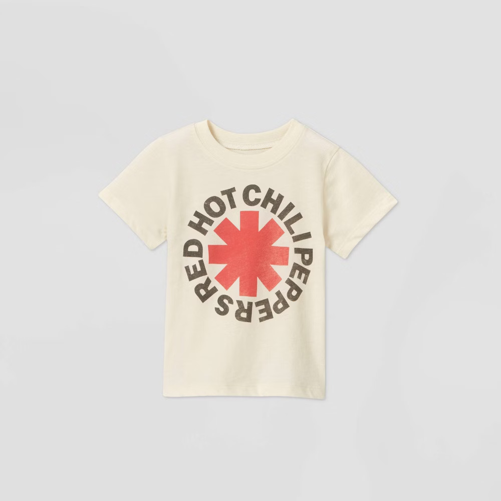 Toddler Boys' Red Hot Chili Peppers Short Sleeve Graphic T-Shirt - Beige | Target