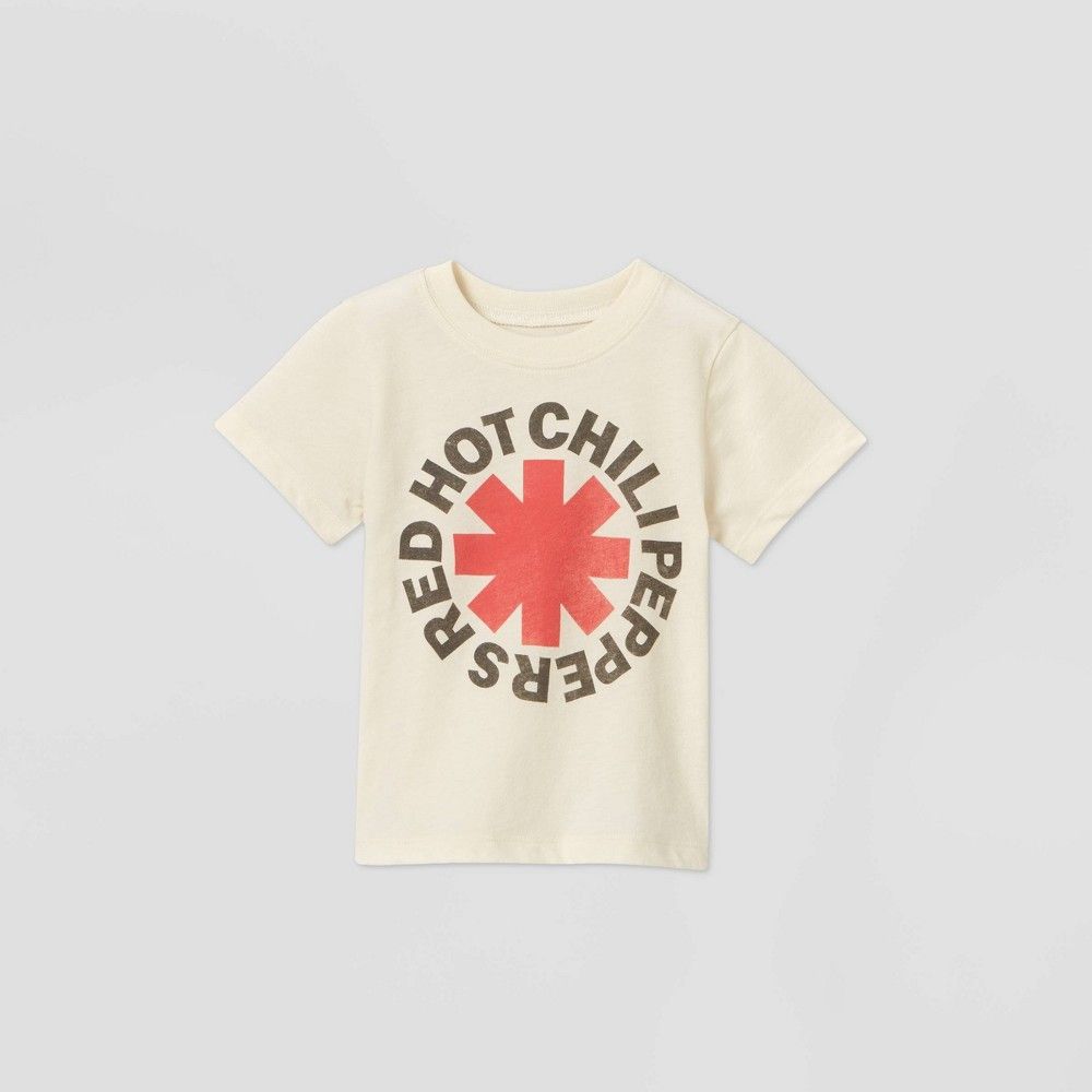 petiteToddler Boys' Red Hot Chili Peppers Short Sleeve T-Shirt - Beige 3T, Beige/Red/red | Target