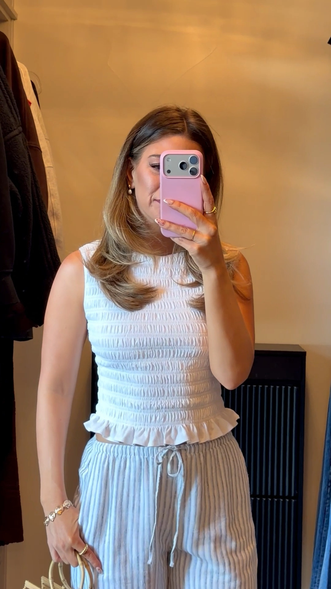 Aberfrombie white and blue linen pants paired with white smocked top

Vici code: emerson30

Wearing small top small long pants

Causal
Everyday
Lunch date
Errands
Mom look
Summer

#LTKTravel #LTKSeasonal #LTKgrwm