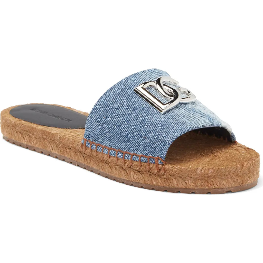 Dolce&Gabbana Denim Patchwork Slide Sandal in Denim Blue at Nordstrom, Size 41 | Nordstrom