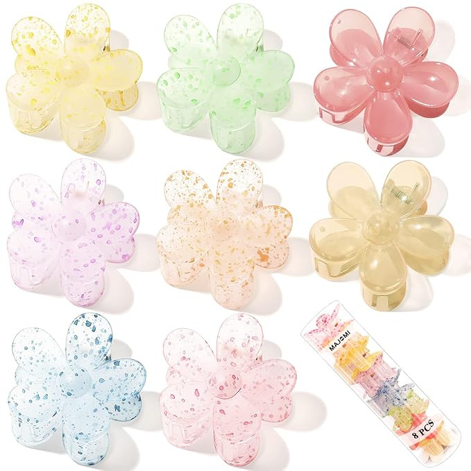 Hair Claw Clips Flower Hair Clips 8PCS Cute Hair Clip Daisy Hair Clips Big Claw Clip Strong Hold ... | Amazon (US)