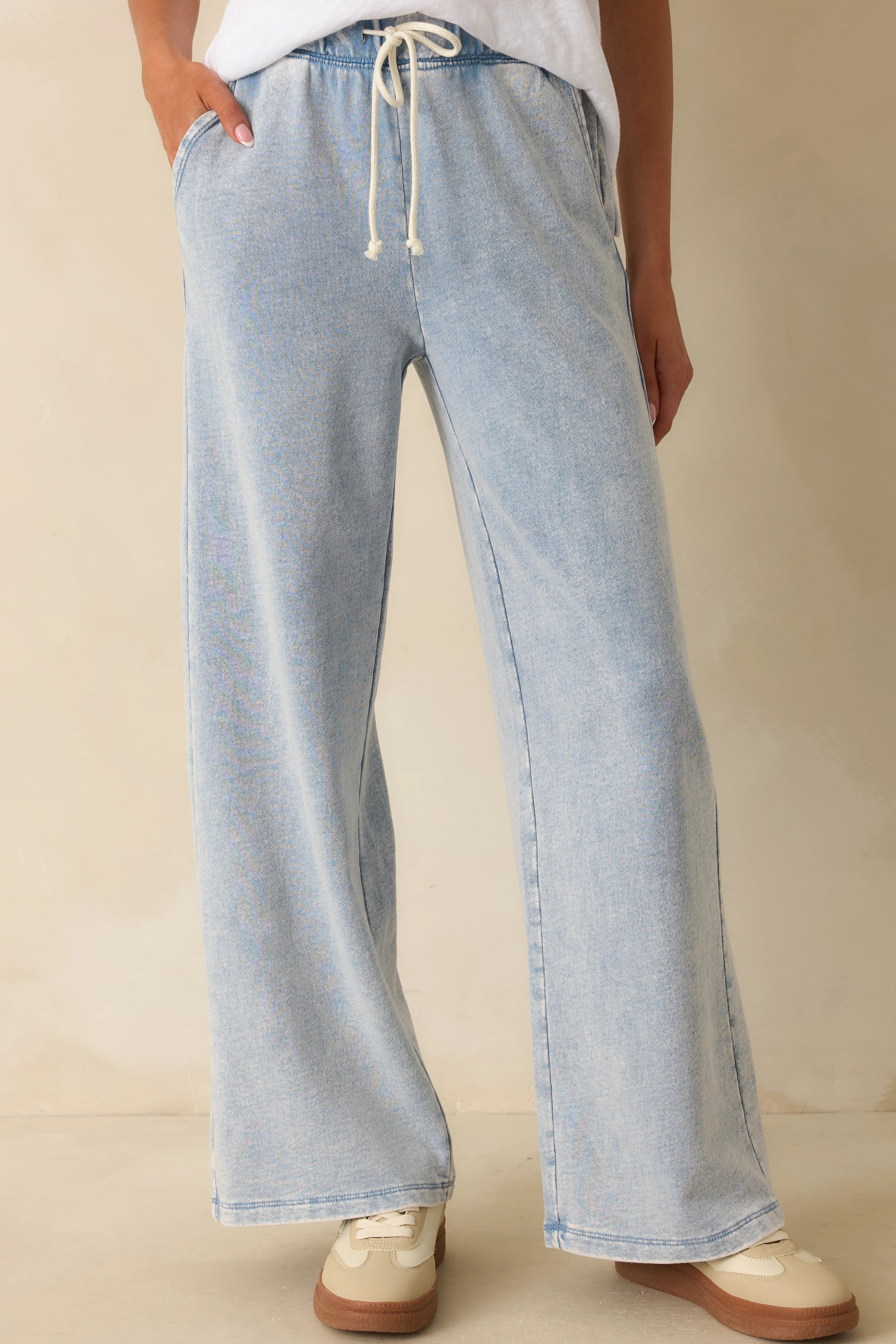 Z Supply Hunter Washed Indigo Knit Denim Pants | Red Dress