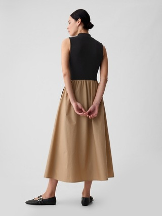 Mockneck Mixed Media Midi Dress | Gap (US)