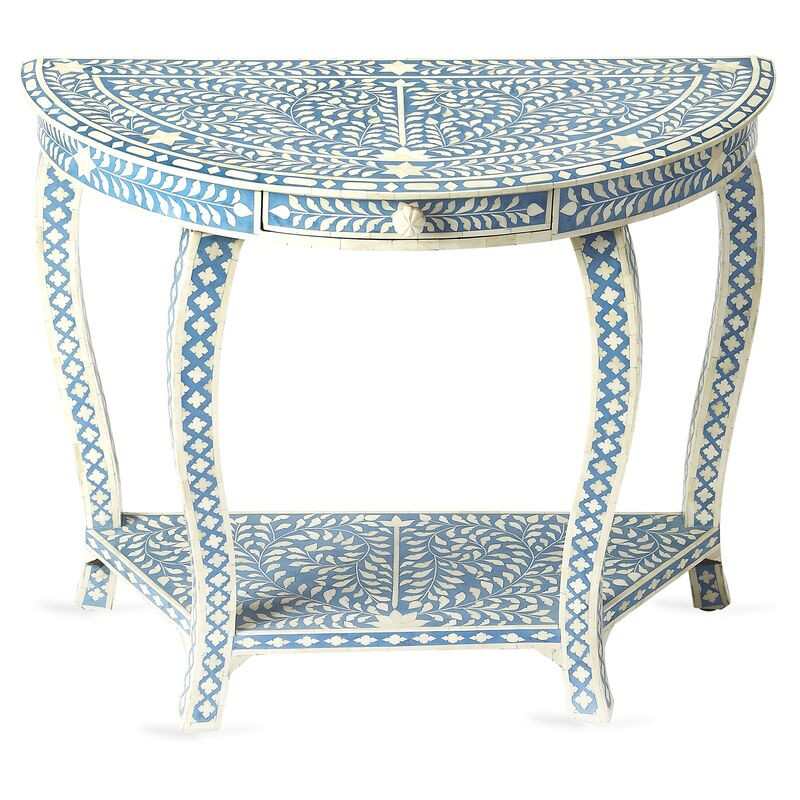 Rhodes Bone-Inlay Console, Blue/White | One Kings Lane