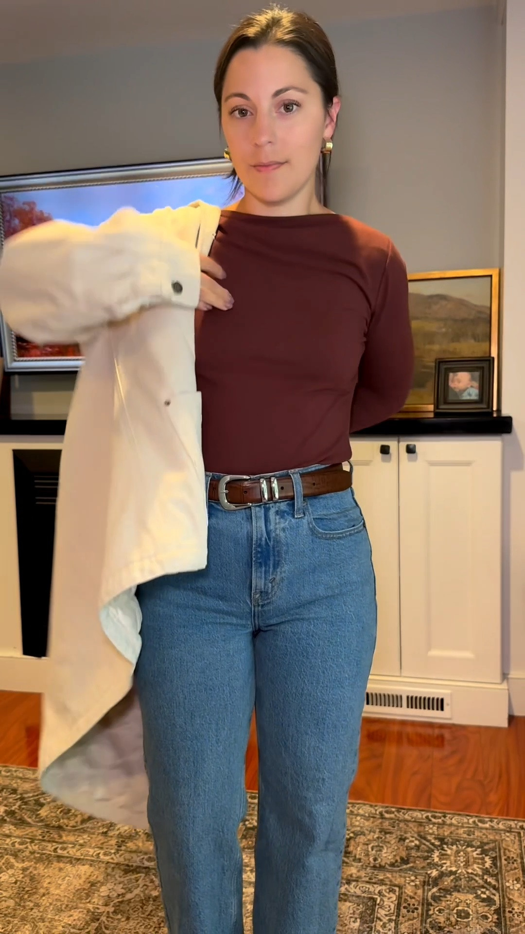 xs jacket (on clearance!!), xs long sleeve top, 24 extra short jeans. I’m 5ft, 115lbs.

Fall outfits
Casual outfits 
Petite jeans
Petite outfits
Fall jackets
Barn jacket
Workwear jacket
Denim

#LTKPetite #LTKSeasonal #LTKSaleAlert