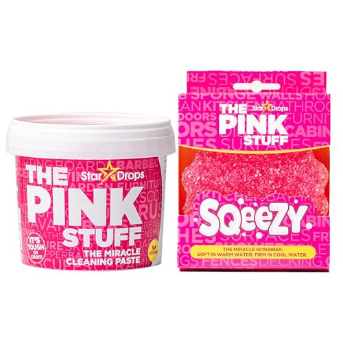 Stardrops - The Pink Stuff Miracle Cleaning Paste & SQeeZY Scrubber Sponge Bundle – All-Purpose, Non-Scratch Cleaner for Kitchens, Bathrooms, Walls, Floors, Pots, Grout, and More | Amazon (US)