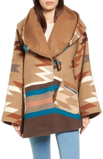 Women's Lindsey Thornburg X Pendleton Wool Blend Hooded Cape, Size One Size - Brown | Nordstrom