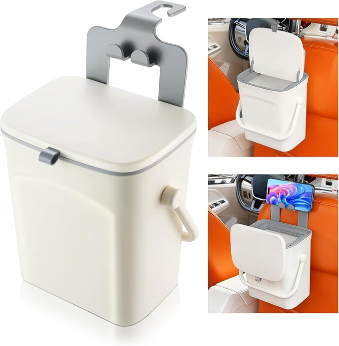 SINGARO Car Trash Can with Lid and Phone Holder, Universal Trash Bin, Waterproof Hanging Vehicle ... | Amazon (US)