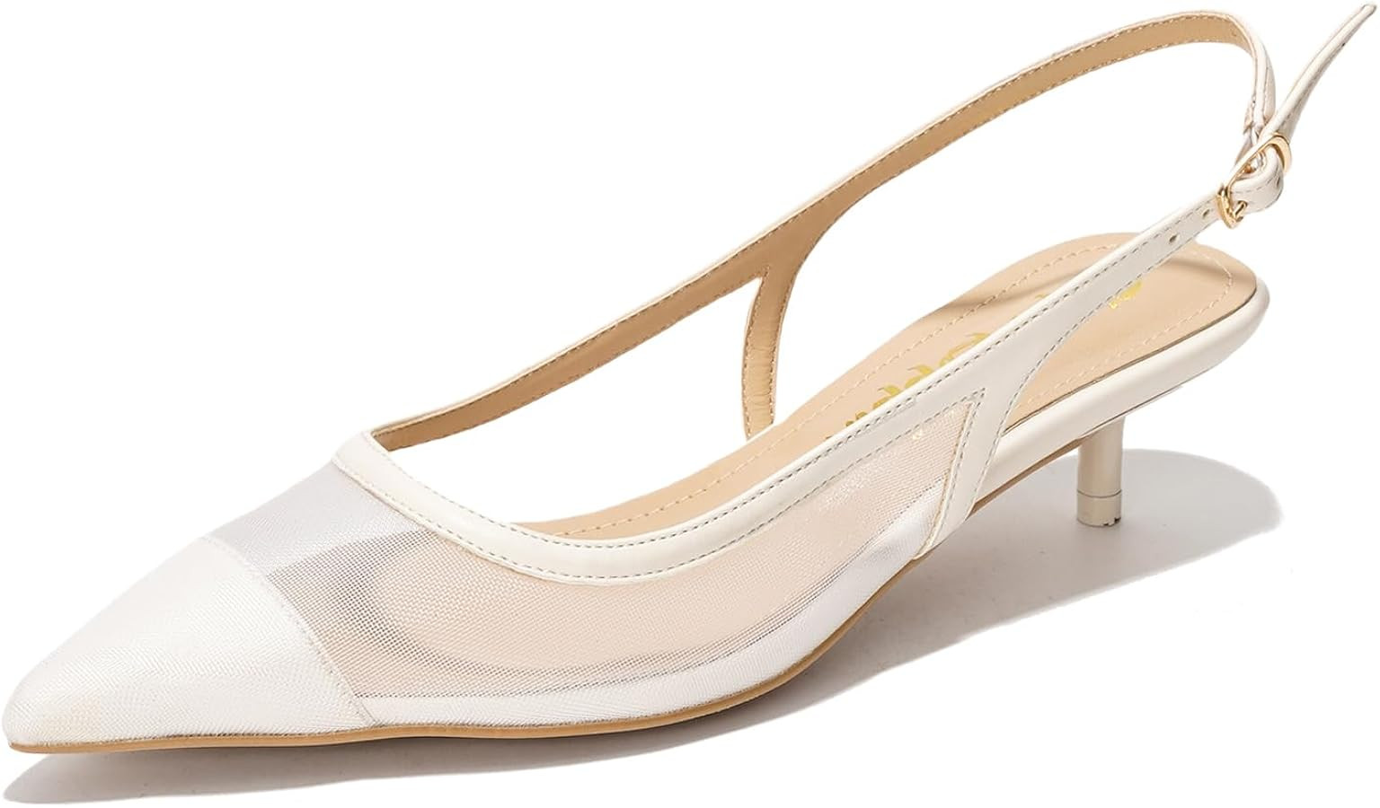 Women's Closed Toe Kitten Heels - Pointed Toe Slingback Low Heels for Women, Chic Dressy Comforta... | Amazon (US)