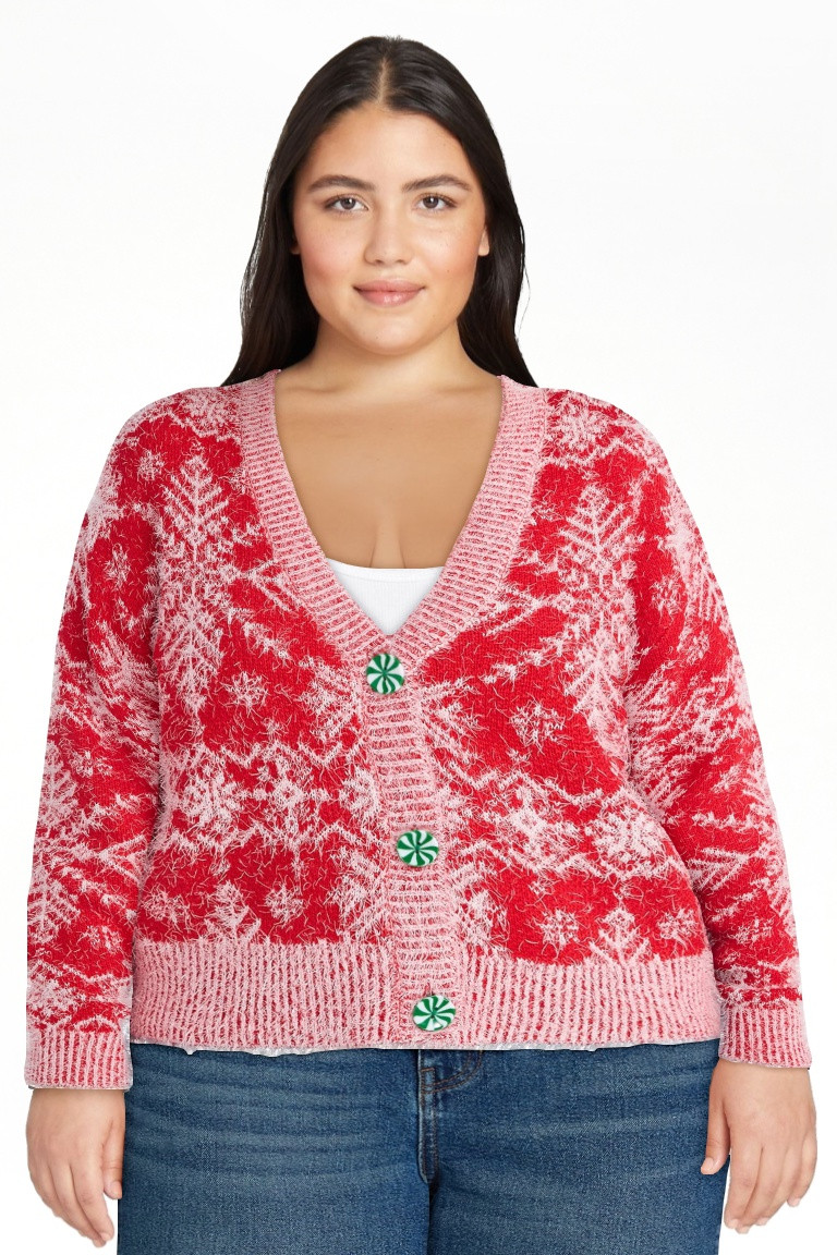 No Boundaries Embroidered Christmas Cardigan, Women's & Women's Plus - Walmart.com | Walmart (US)