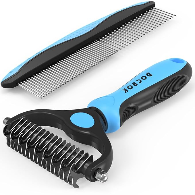 Pet Grooming Brush and Metal Comb Combo, Cat Brush Dog Brush for Shedding, Undercoat Rake for Dog... | Amazon (US)