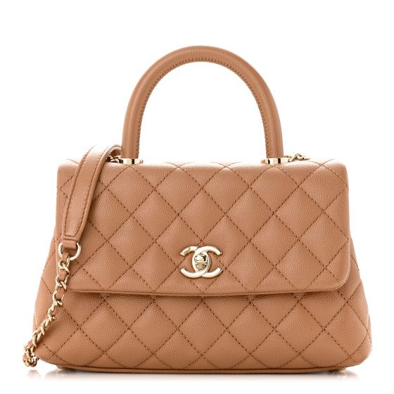 Caviar Quilted Mini Coco Handle Flap Brown | FASHIONPHILE (US)