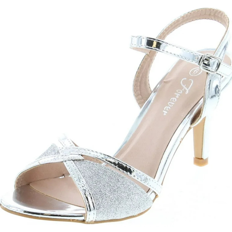 Forever Villa-04 Women's Glitter Metallic Ankle Strap Buckle Wrapped Heel Sandals | Walmart (US)