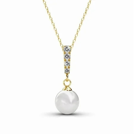 Cate & Chloe Gabrielle 18k Yellow Gold Plated Shell Pearl Necklace with Swarovski Crystals for Women | Walmart (US)