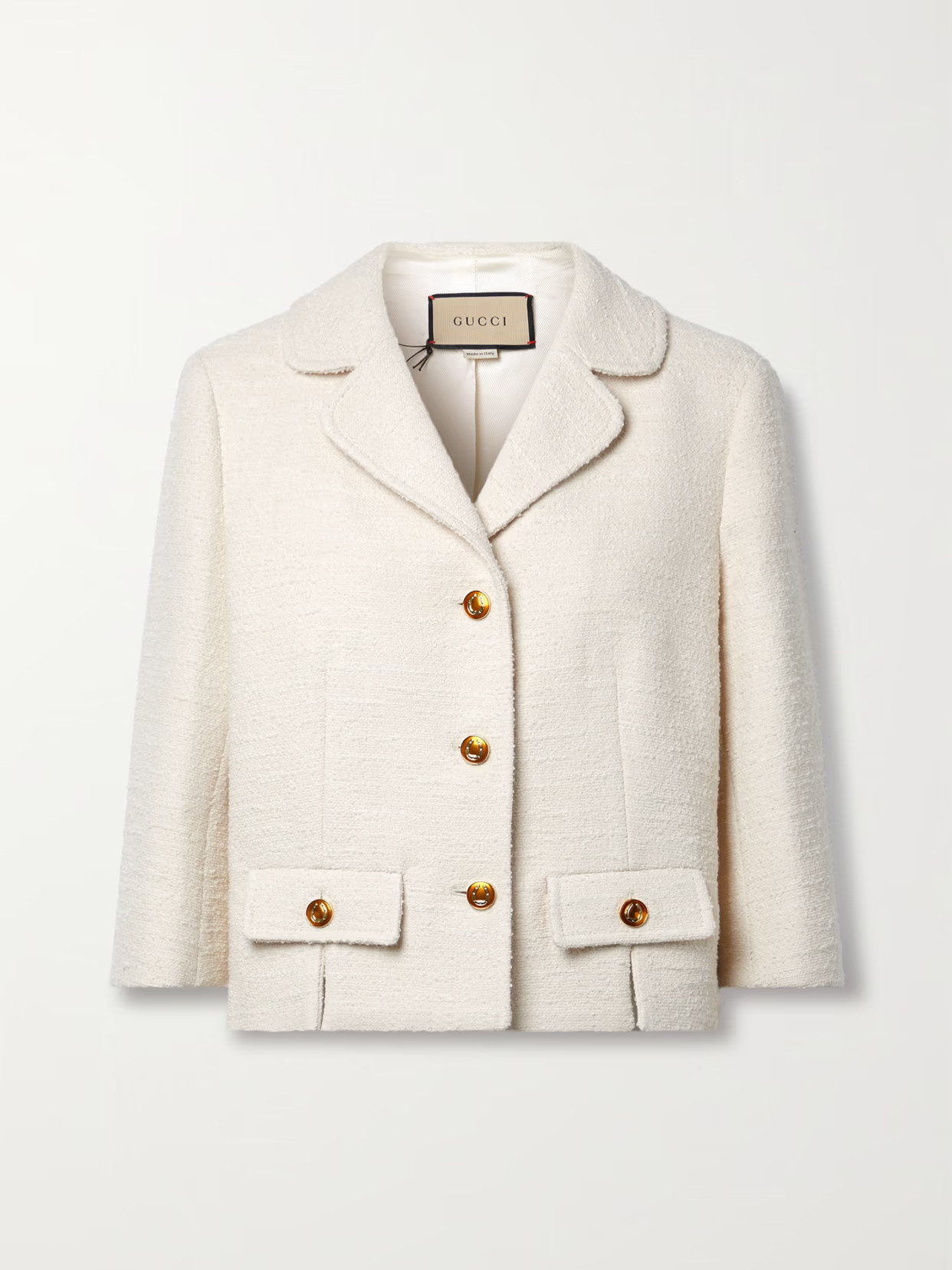 Gucci - Cropped Bouclé Jacket - Cream - IT40 | NET-A-PORTER APAC