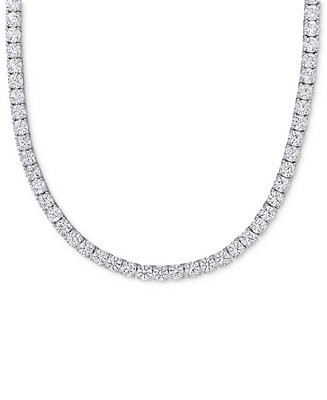 Lab Grown White Sapphire Tennis Necklace  (33 ct. t.w.) in Sterling Silver, 18" (Also Available i... | Macy's
