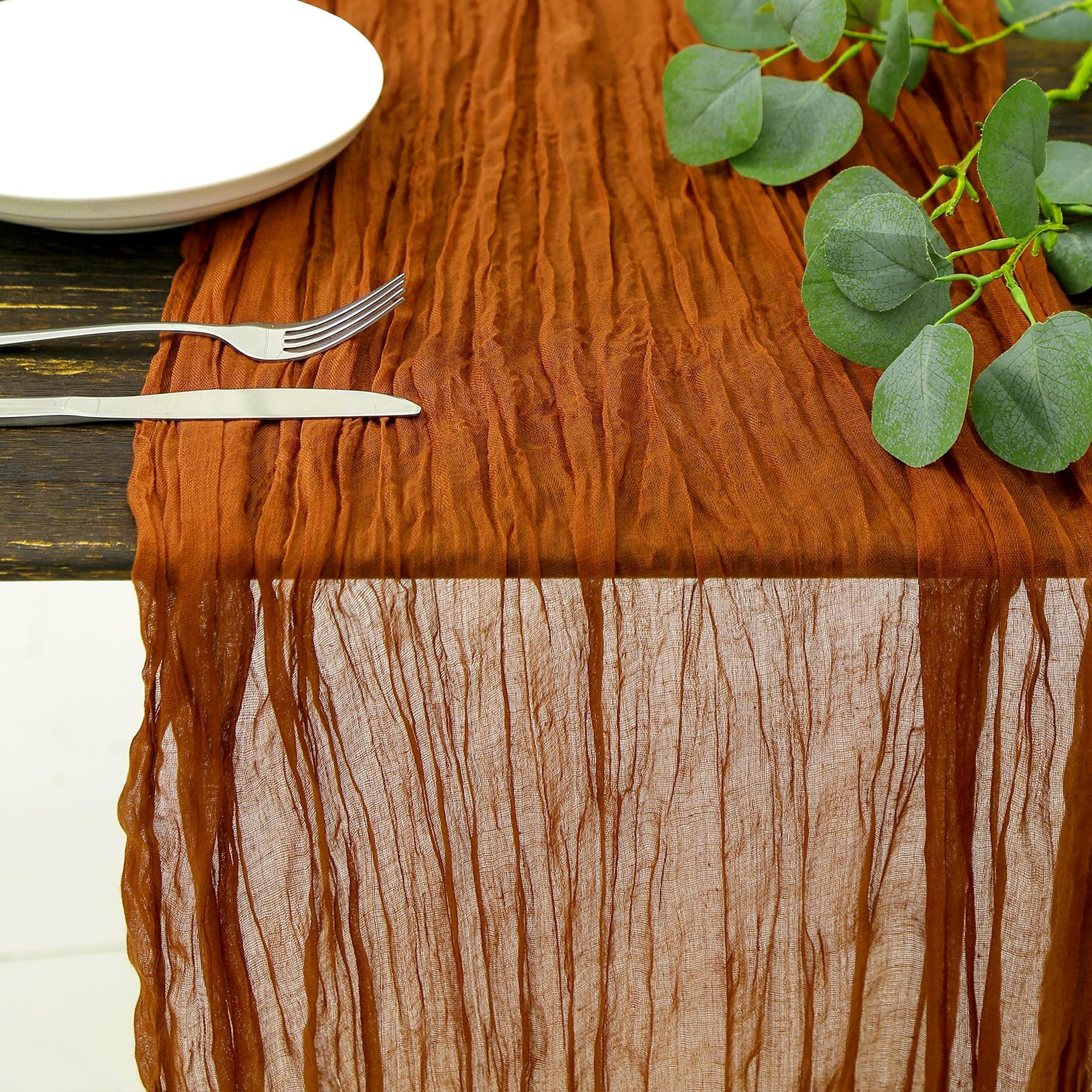 DOLOPL Fall Table Runner 10FT Burnt Orange Cheese Cloth Table Runner for Thanksgiving Decorations... | Amazon (US)