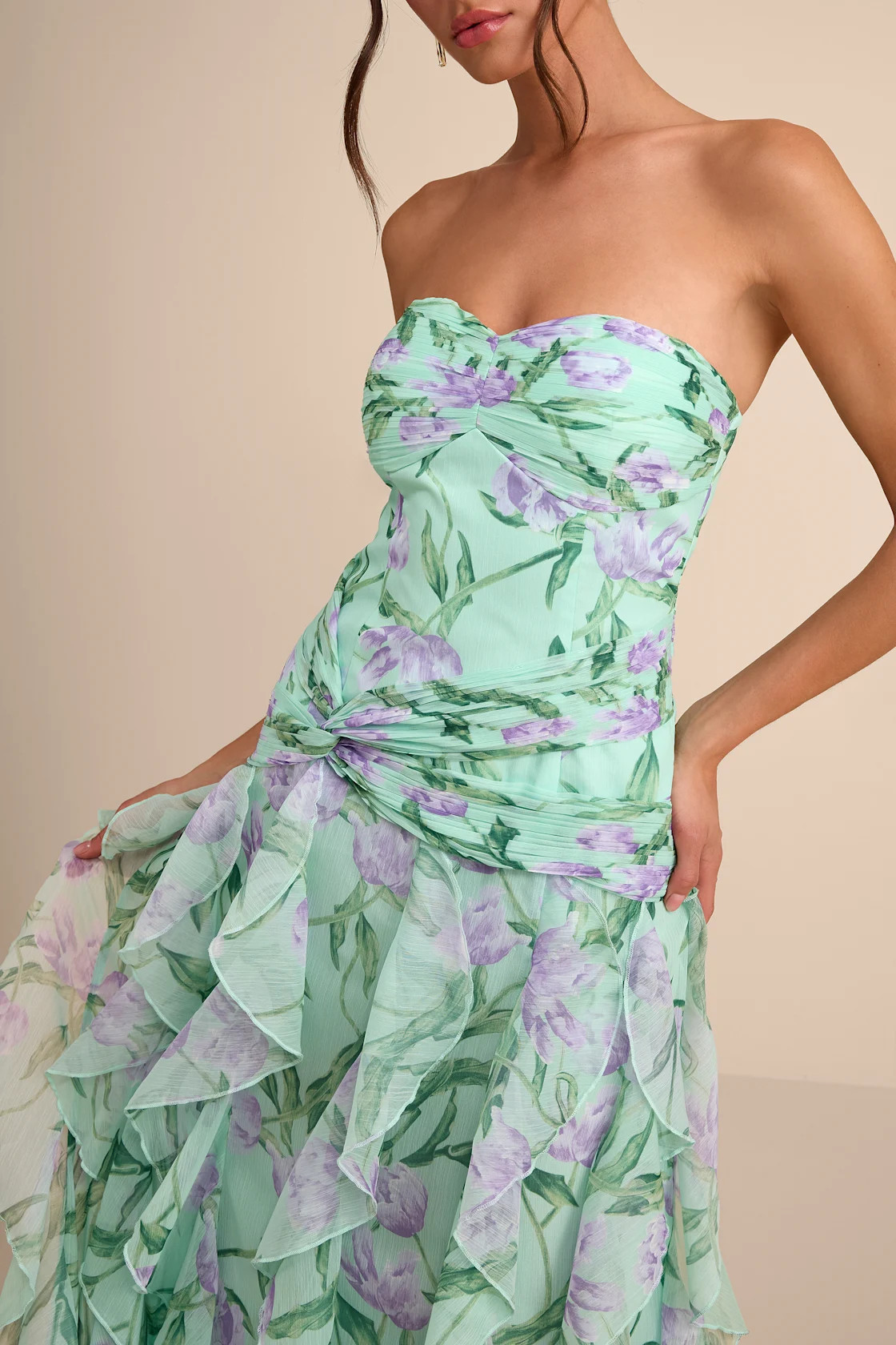 Danna Mint Multi Floral Ruffled Maxi Dress | Lulus