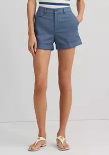 Lauren Ralph Lauren Pleated Double Faced Cotton Shorts | Belk