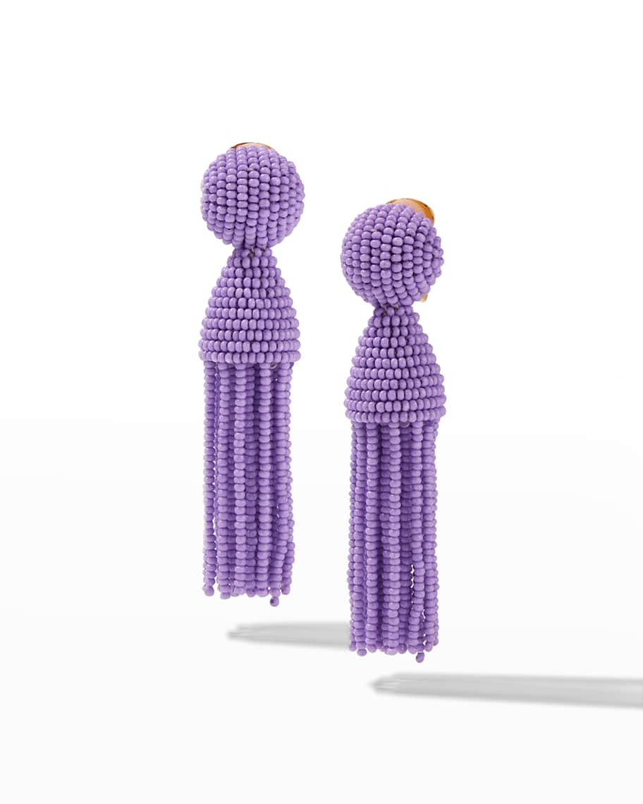 Short Beaded Tassel Clip-On Earrings | Neiman Marcus