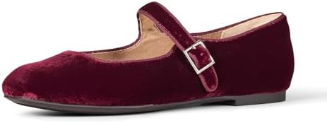 Amazon Essentials Women's Velvet Mary Jane Ballet Flat with Buckle Strap | Amazon (US)
