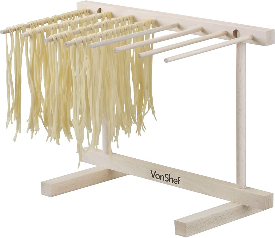 VonShef Pasta Drying Rack, Collapsible Wooden Noodle Stand for Homemade Spaghetti, Fresh Pasta Dr... | Amazon (UK)