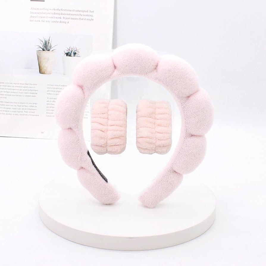 light pink bubble headband, Sponge Headband, for Washing Face for spa headband, skincare headband... | Amazon (US)