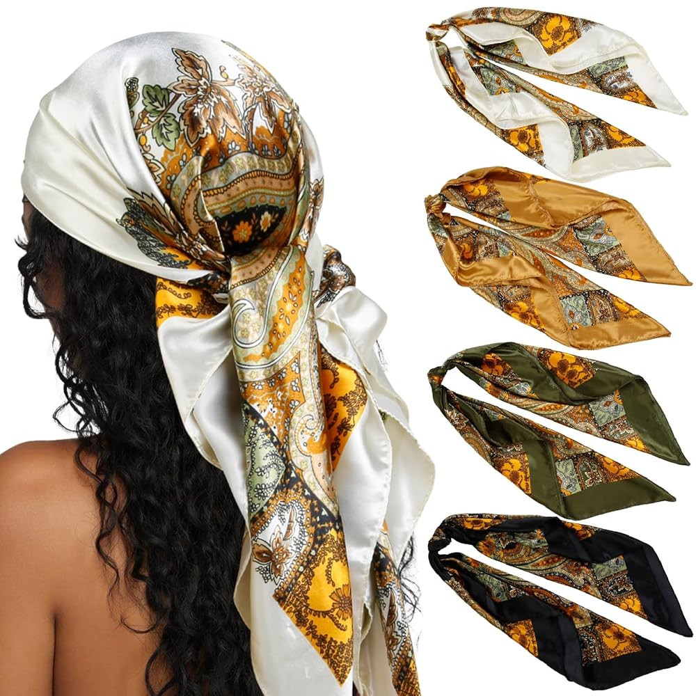 AKTVSHOW Head Scarf for Women Like Silk Square Hair Scarves, Scarf Bandanas for Women 35 Inches | Amazon (US)