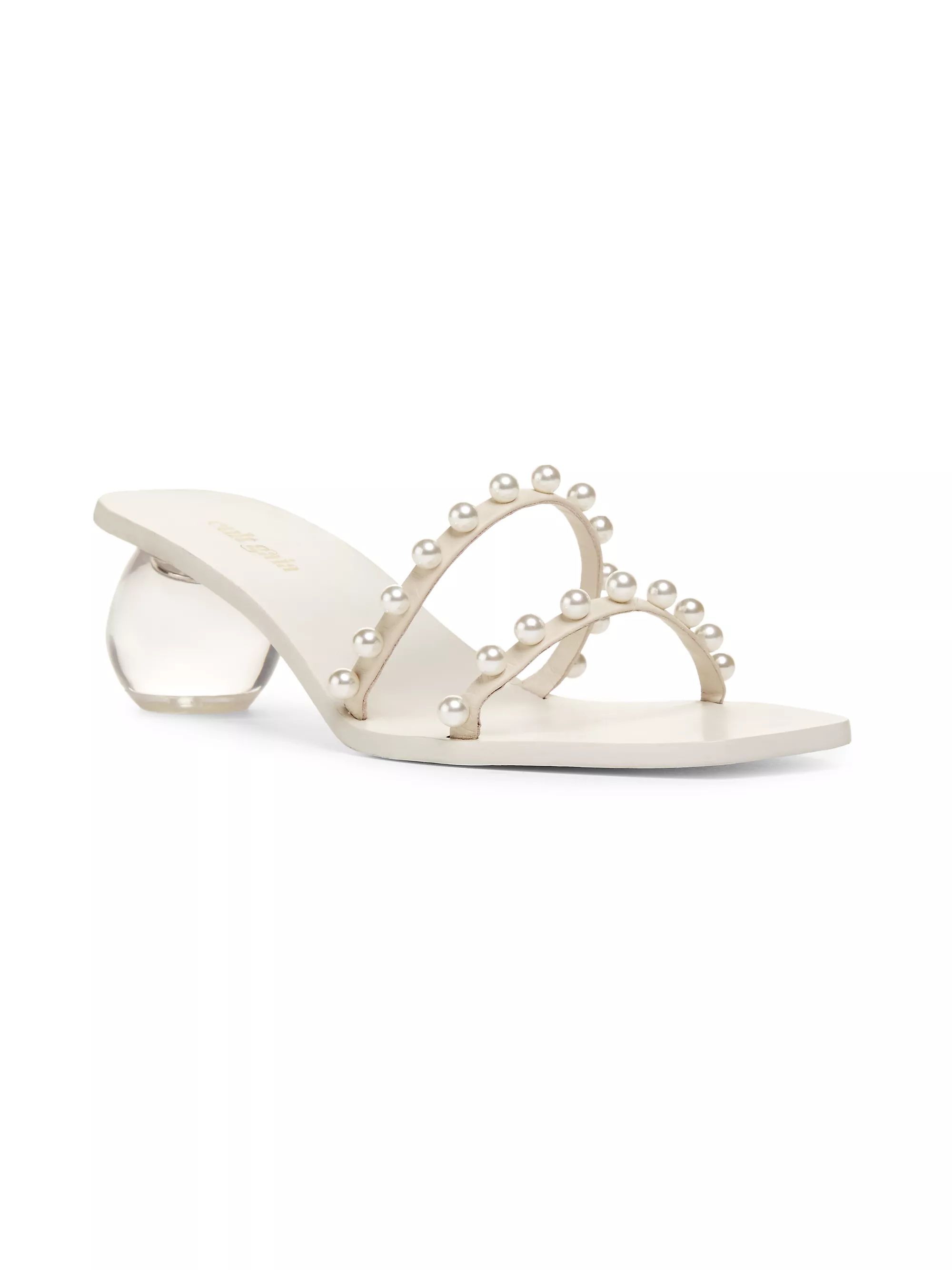 Shop Cult Gaia Jaiden Faux-Pearl-Embellished Sandals | Saks Fifth Avenue | Saks Fifth Avenue