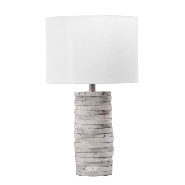 Gray 23-inch Marbleized Polyresin Textured Table Lamp | Rugs USA