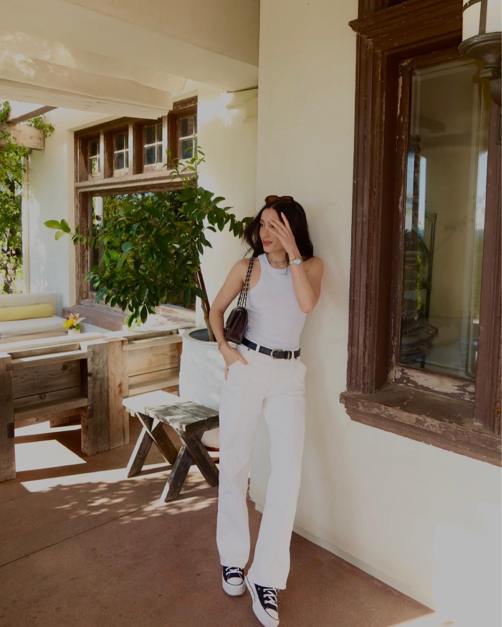 Casual outfit for spring wine tasting 🍇 it was mid 60’s and this outfit was perfect! Chic but comfy

Wearing XS in the tank and 24 in the denim

#LTKunder100 #LTKshoecrush #LTKstyletip