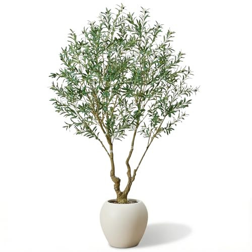 8.5ft Artificial Olive Tree in Pot, Large Faux Silk Tree with Lifelike Leaves & Fruits, Realistic Indoor Outdoor Fake Plant for Home Office Decor, Ready to Display | Amazon (US)