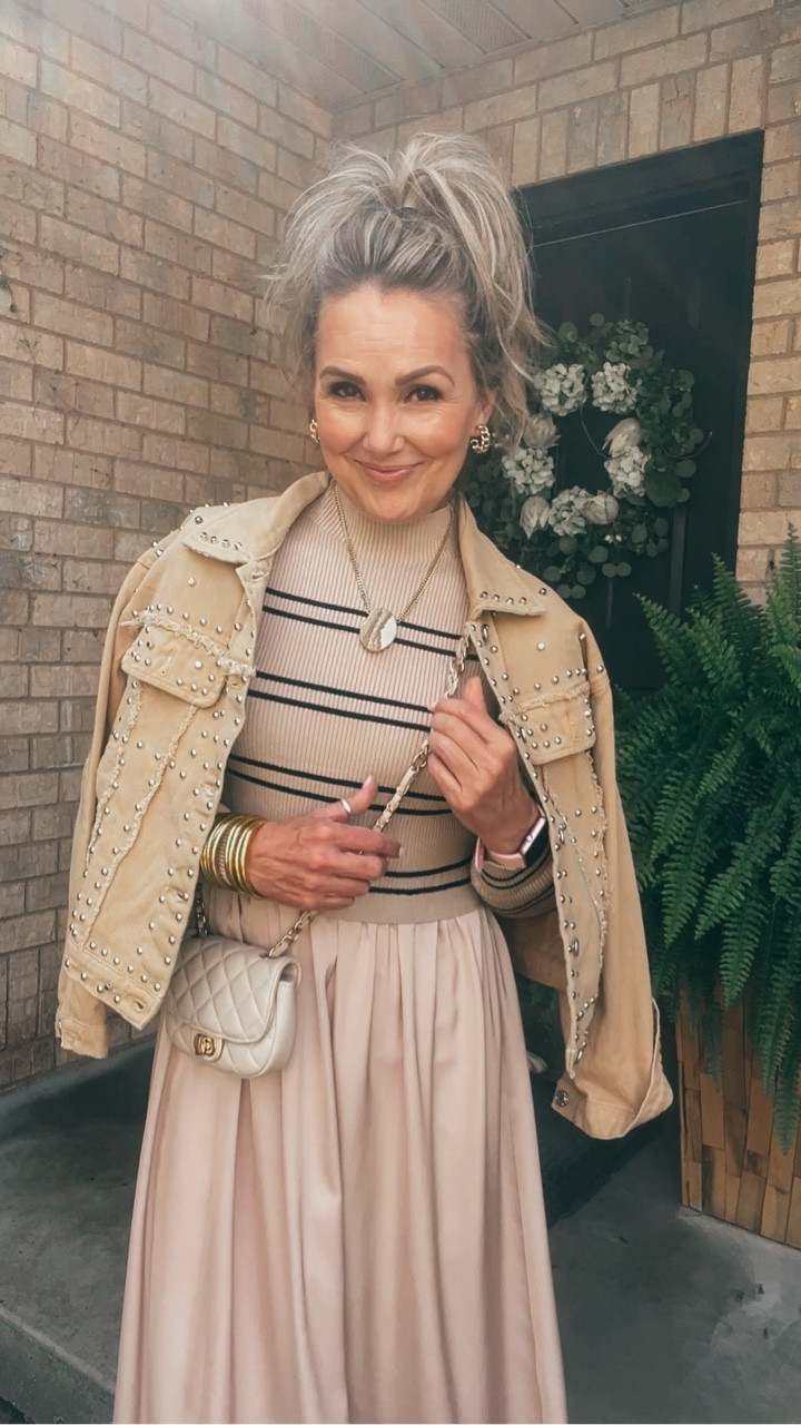 Cute dress for Fall! Wearing size M. 

Studded jacket, size down! I’m wearimg S. 

#FallFashion #FallDress #FallOutfitIdeas

#LTKSeasonal #LTKStyleTip #LTKOver40