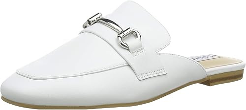 Steve Madden Women's Kori White Leather Loafer Flat | Amazon (UK)